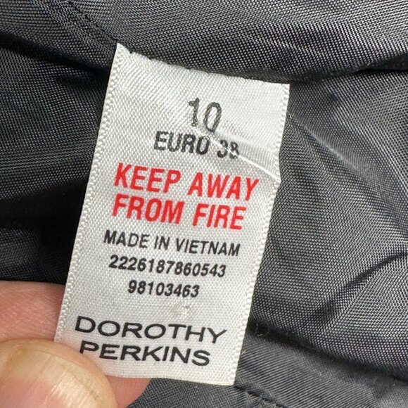 Dorothy Perkins Wool Blend Belted Coat UK 10 Euro 38 Black Cream Plaid Check - Picture 9 of 9